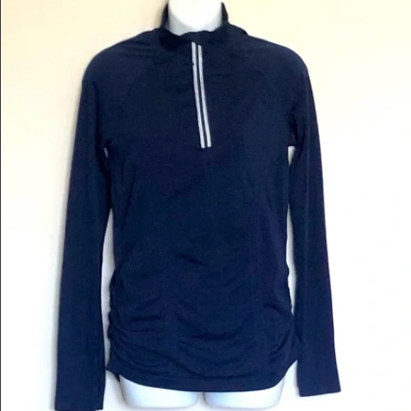 Athleta Fast Track Quarter Zip Ruched Pullover Top Sz M - Picture 1 of 2